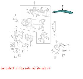 5ju27zj8aa Dodge 2003-2008 Ram Instrument Panel Cover / Defroster Vent Used Oem