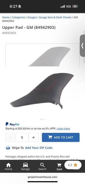 Gm 84942903 Genuine Upper Pad
