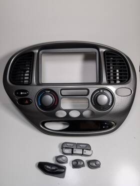 237081-0070 Toyota 01-04 Sequoia Oem Silver Swirl Front Upper Radio Clock Dash Vent Bezel