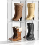 Tall Boot Storage Organizer - 4 Pack Stackable Plastic Container, White. Fixed Price $76.99.