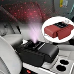Car Armrest Cushion Center Console Cover With Led Starry Sky Cup Tissue Holder. Fixed Price $19.99.