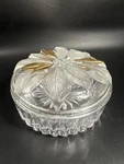 Lovely Vintage Studio Nova Golden Poinsettia Round Covered Box. Fixed Price $12.50.