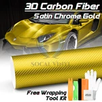 Satin Chrome Carbon Fiber Gold Vinyl Wrap Air Release Decal Sheet Film Sticker. Fixed Price $51.00.
