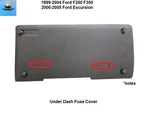 F81B-25044F08-A 99-04 Ford F250 Excursion Fuse Box Panel Lower Bolster Trim Gray. Fixed Price $69.00.